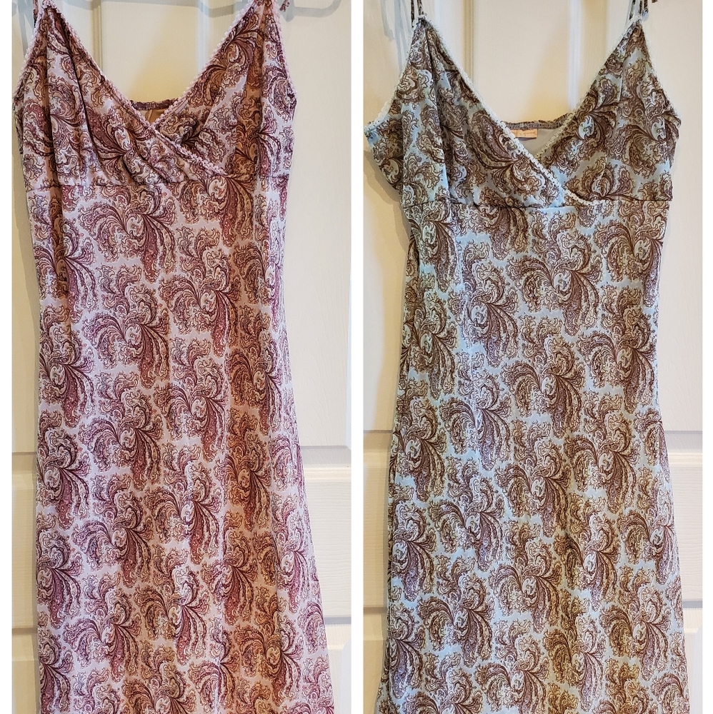2 Below the Knee Dresses ☆ Paisley ☆ Purple & Blue